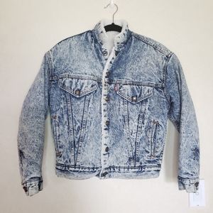 Vintage Levi's Acid Wash Denim Sherpa Jacket Large